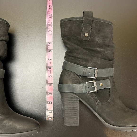 Marc Fisher MFFamous Black Nubuck Leather Mid Calf Boots Booties 10M - Picture 14 of 16